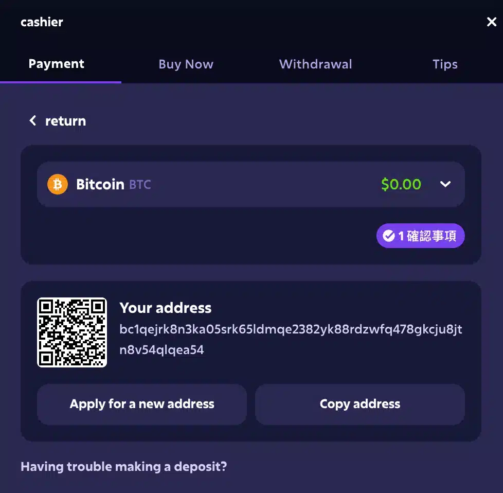 Roobet Help Centre Crypto Deposit image 9